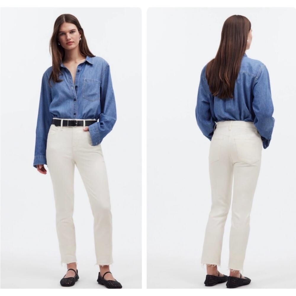 Madewell Cream High-Rise Straight Jeans